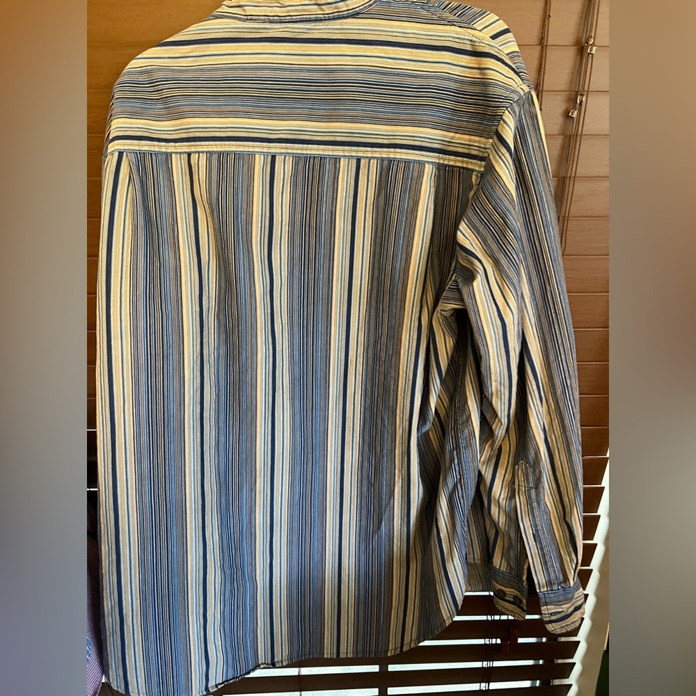 Blue and White Striped Button-Up Shirt - Picture 2 of 2